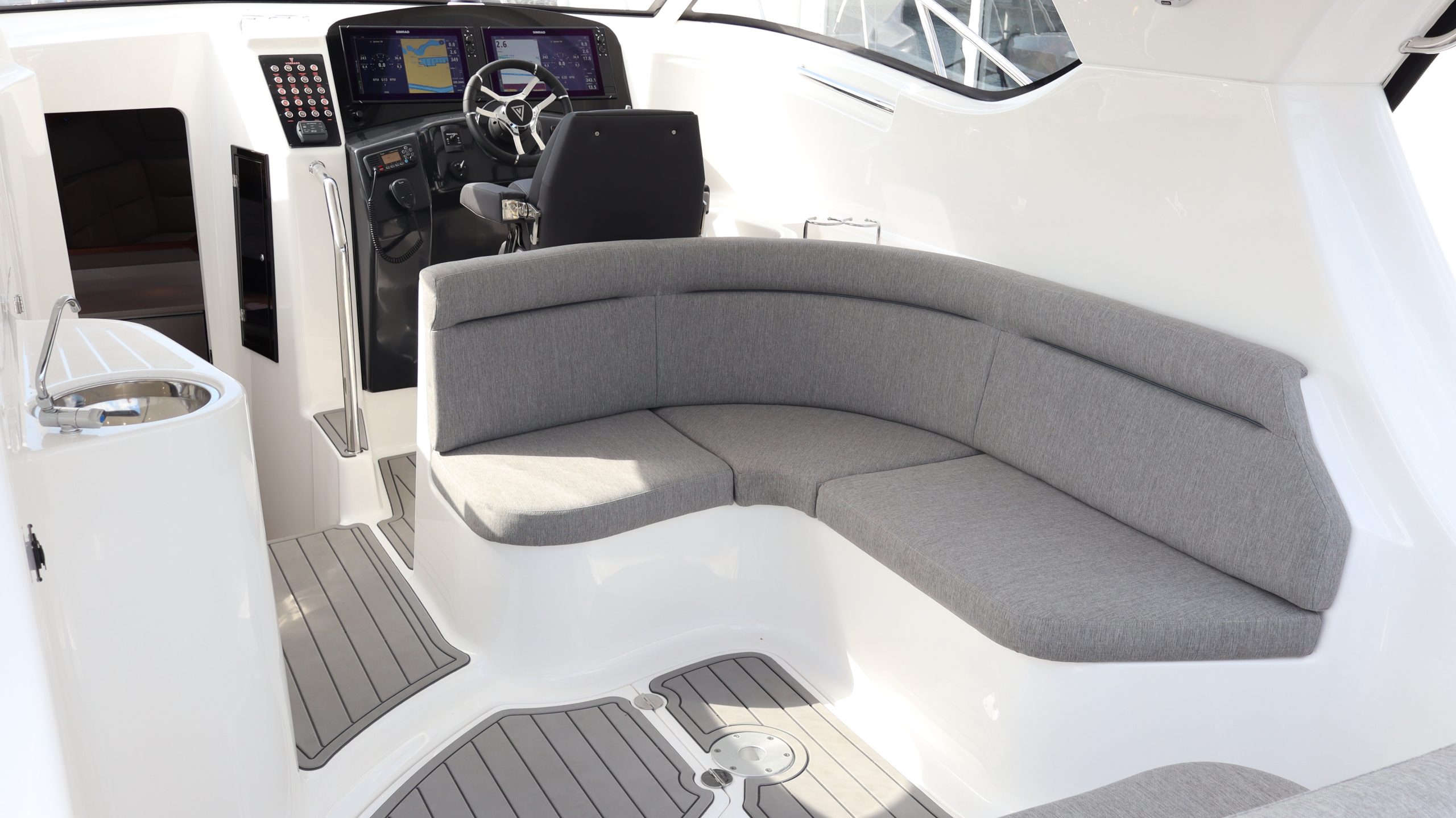 Outdoor entertainment space Outdoor entertainment space with sofa and wet bar on Vornaro sports cruiser