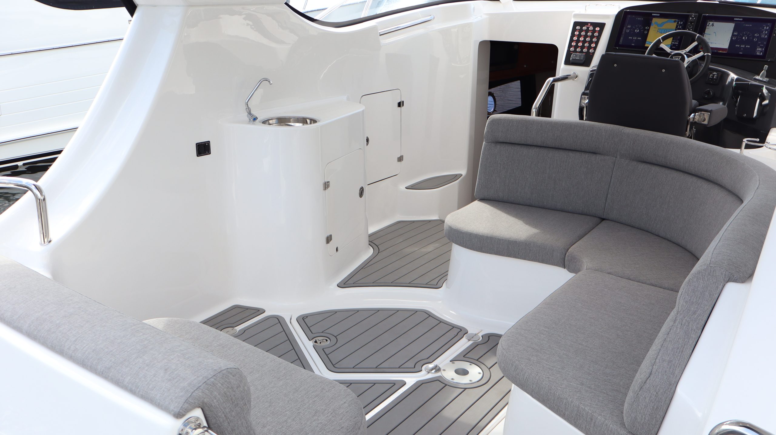 Outdoor entertainment space Outdoor entertainment space with sofa and wet bar on Vornaro sports cruiser